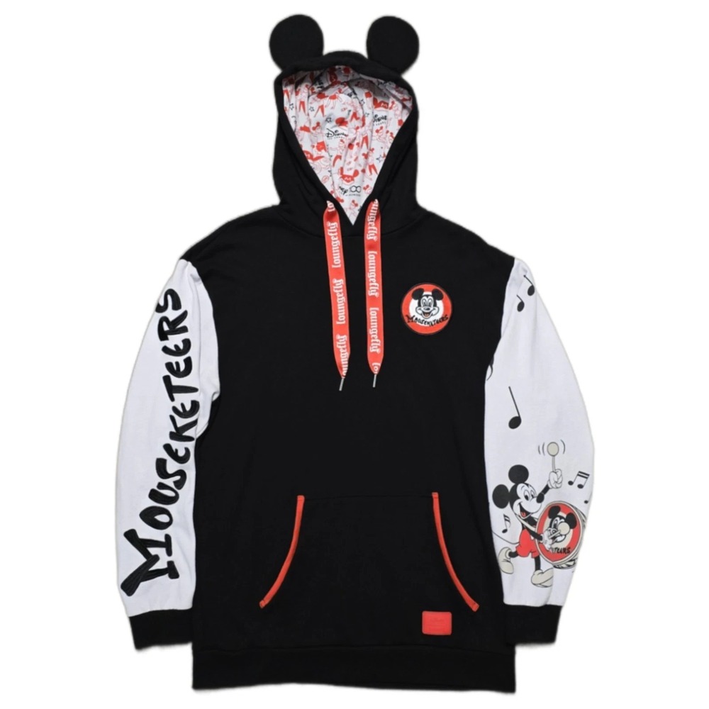 Loungefly Disney XL Mickey Mouse Hoodie Mouseketeers 100‎ Years Sweatshirt LS